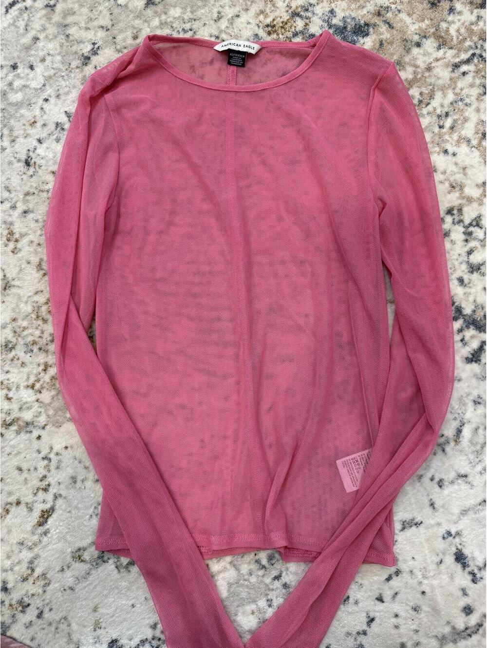 American Eagle Pink Sheer Layering Tops (2) Bundle; Women's XS - Picture 3 of 3